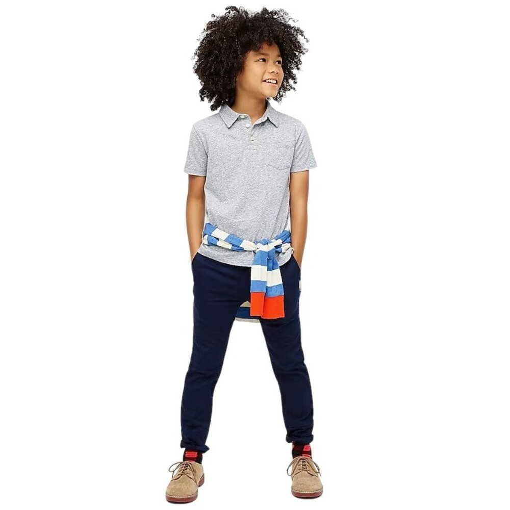 J. Crew Polo Shirt in the Softest Jersey in Heather Charcoal 4-5 Kids New